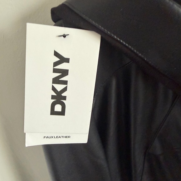 DKNY Black Faux Leather Moto Jacket - Picture 12 of 13